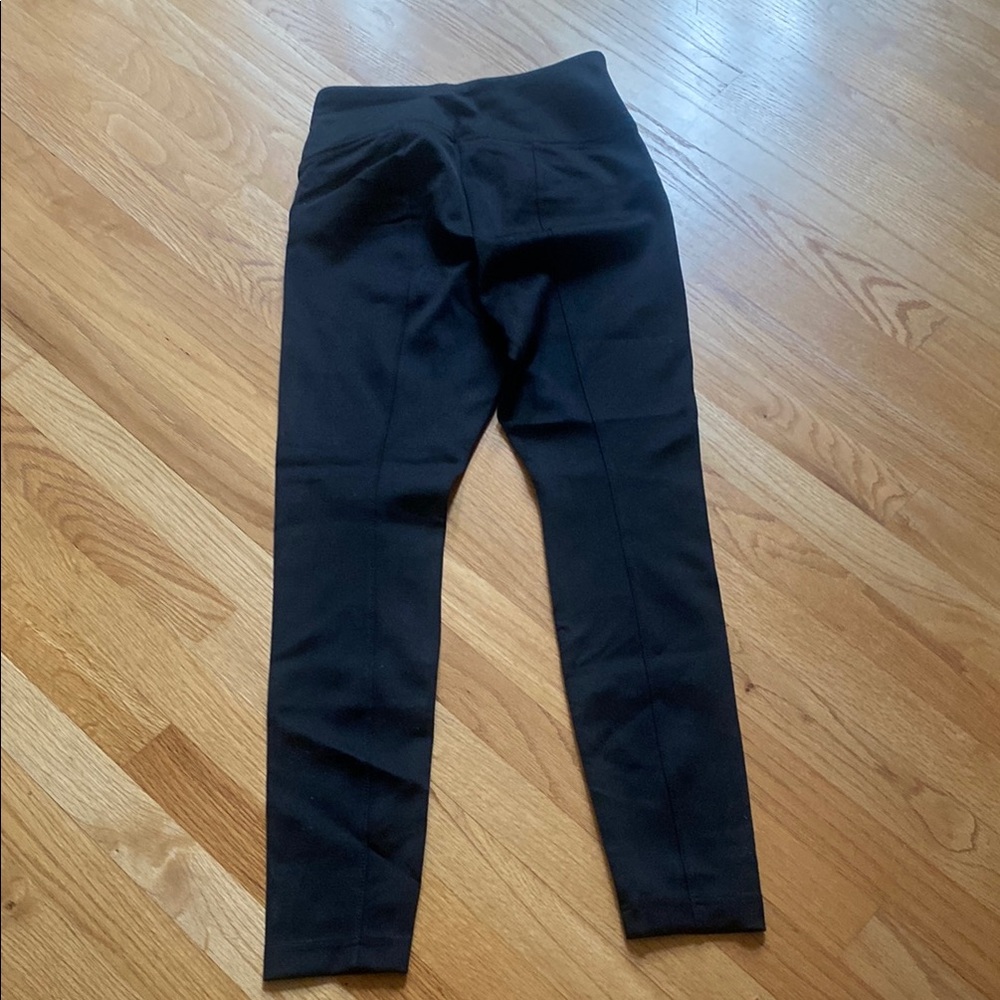 Black Full-Length Leggings with Wide Waistband and Stretch Fabric - Picture 7 of 8